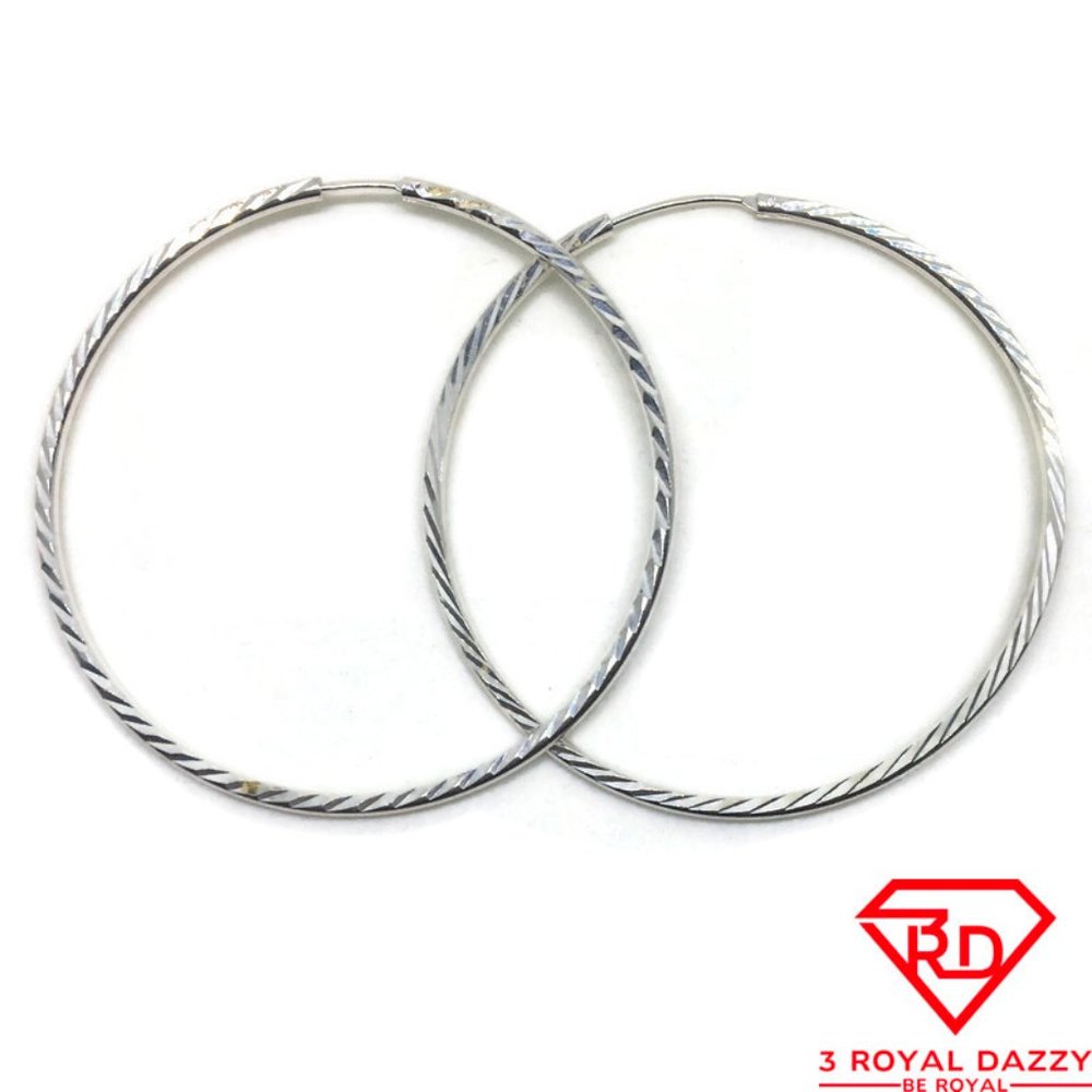 Large Thin Round Hoop Earrings 925 Solid Silver